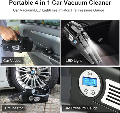 4-in-1 Car Tire Inflator Vacuum Cleaner